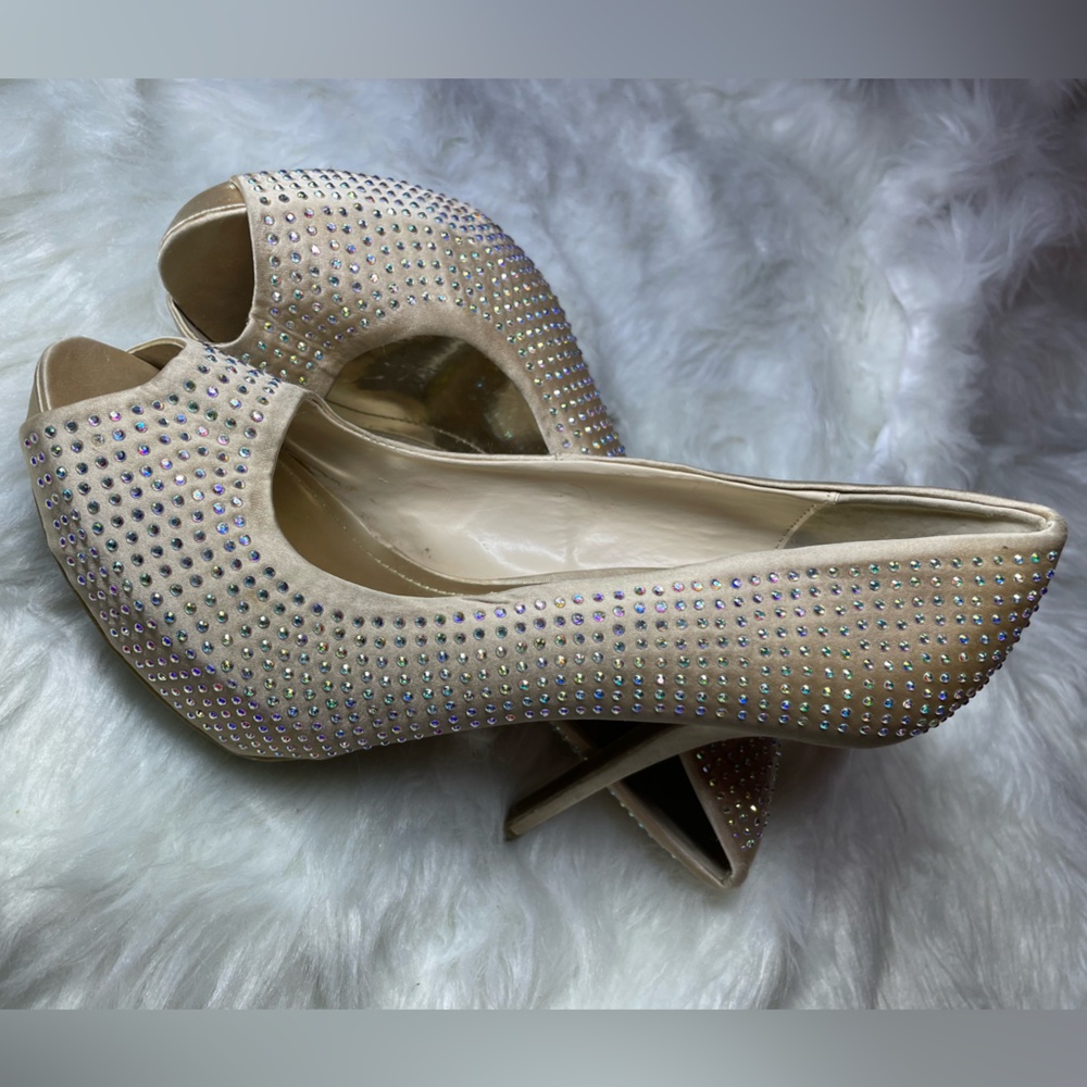 JLO Nude Rhinestone Heels - Picture 5 of 6